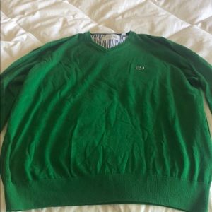 Green Lacoste V Neck Sweater-XL